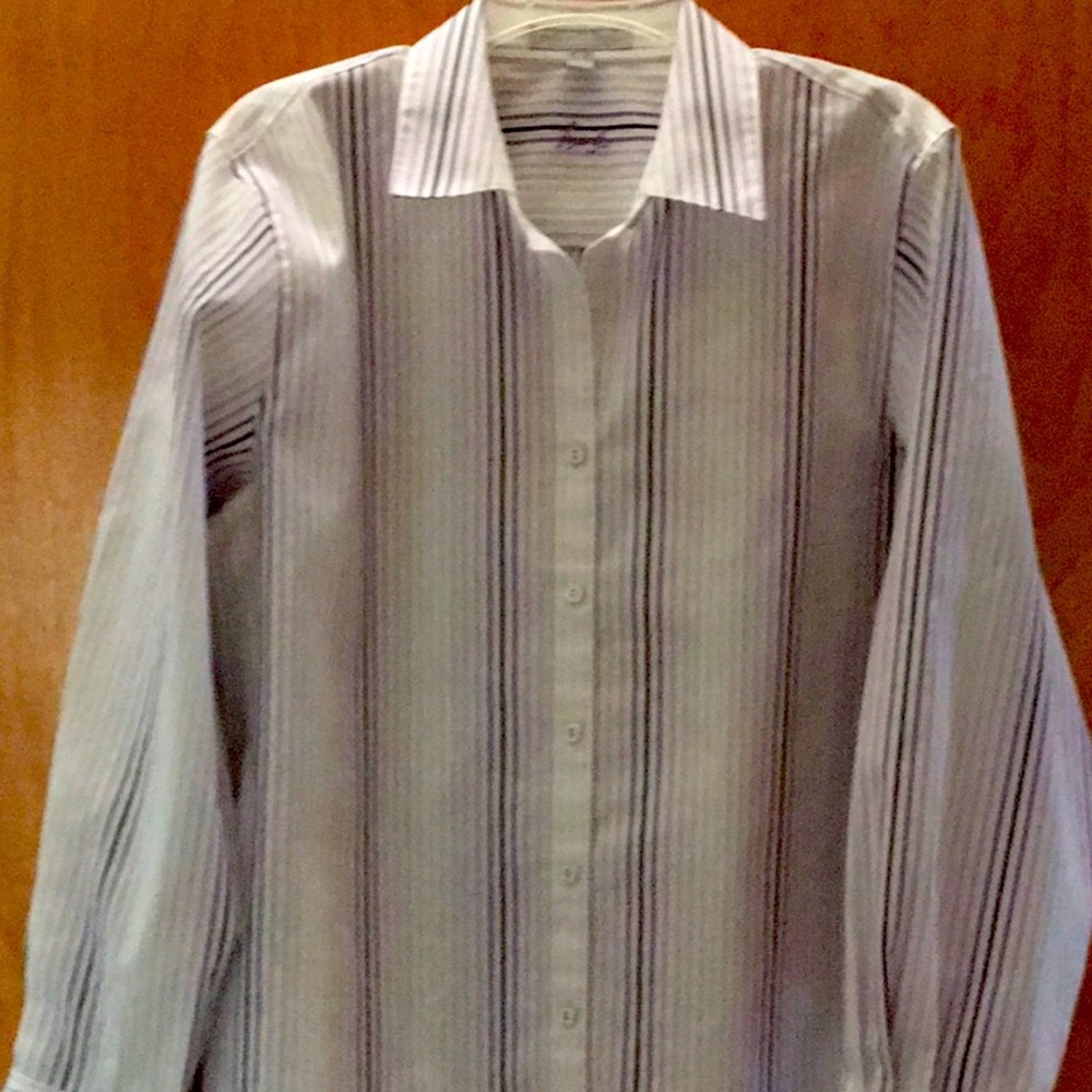 Wrinkle Free Shaped Fit Striped Tunic